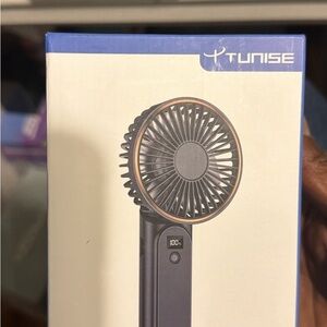 Foldable Handheld Fan in Dark Gray with Rose Gold Trim